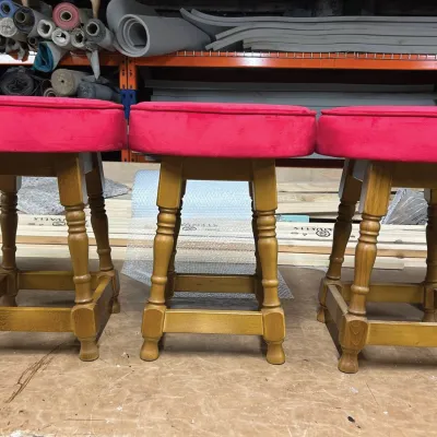 Red Top Wooden Stools