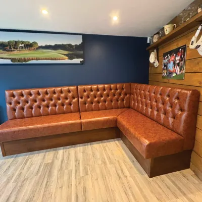 Faux Leather Corner Couch Style Fixed Seating
