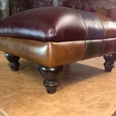 Custom Made Leather Chesterfield Style Footstool