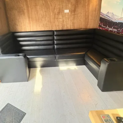 Leather Fixed L Shape Seating With Cupholders