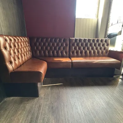 Traditional Leather L Shape Seats With Arm Rest